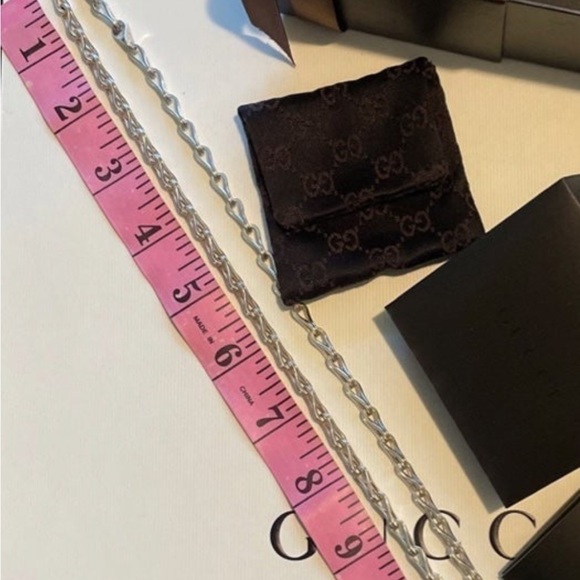 Authentic Gucci 5.5 mm wide vintage sterling silver chain +pendant unisex - Picture 5 of 15